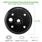 10L0L Golf Cart Brake Drum Hub Assembly (Electric) For Ezgo Txt Replaces Oem# 19186G1P, 2-Pack