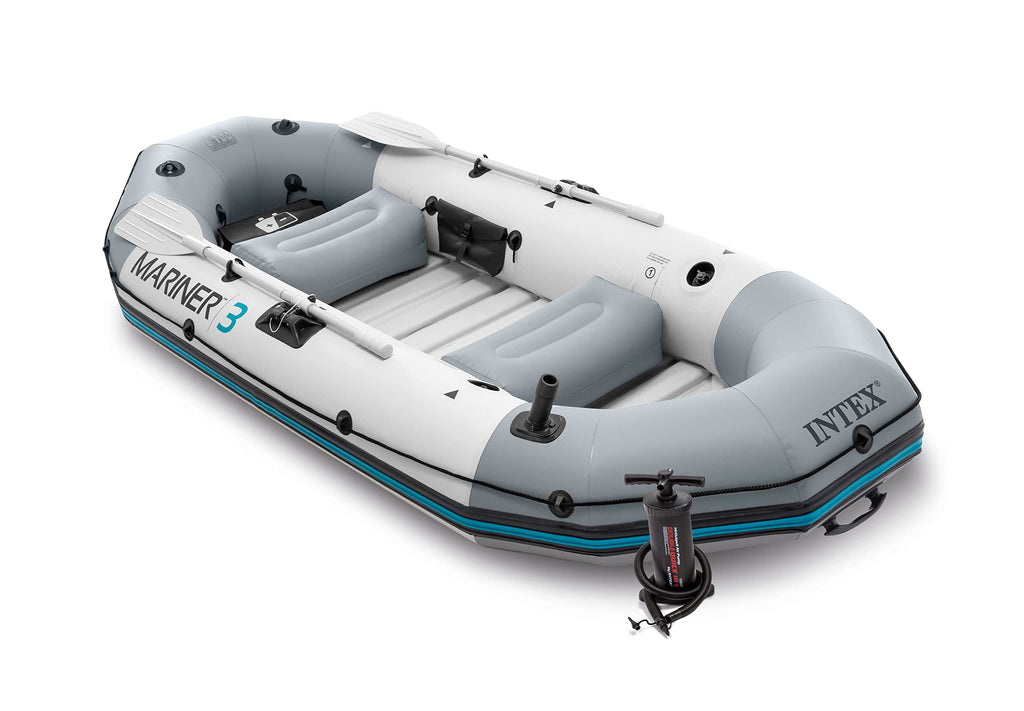 Intex 68376Ep Mariner 4 Inflatable Boat Set: Includes Deluxe 54In Aluminum Oars And High-Output-Pump - Supertough Pvc - Inflatab