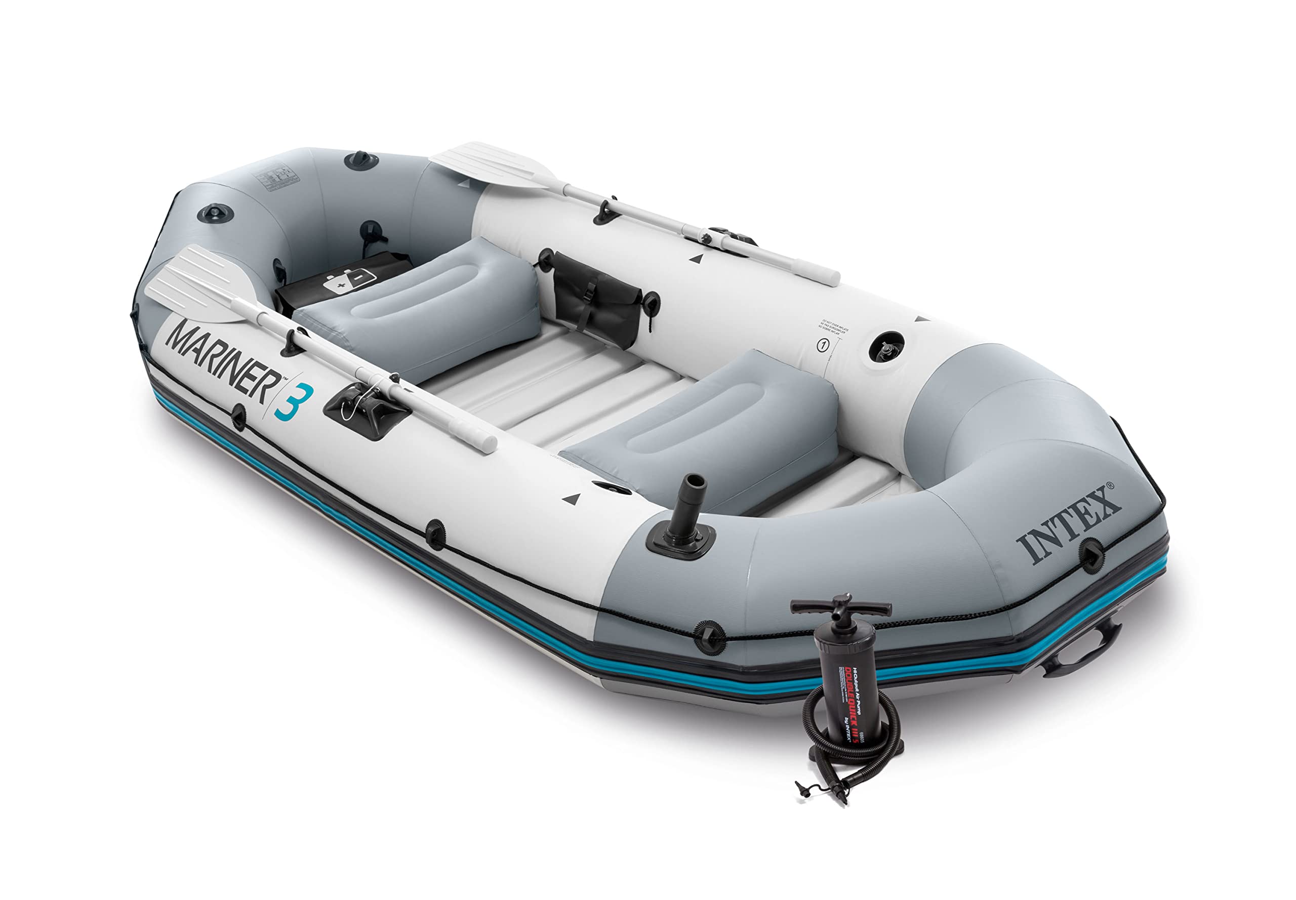 Intex 68376Ep Mariner 4 Inflatable Boat Set: Includes Deluxe 54In Aluminum Oars And High-Output-Pump - Supertough Pvc - Inflatab