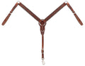 Turquoise Cross Floral Carved Straight Pony Breast Collar Chestnut, 1.25