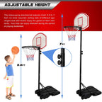 Kids Portable 5.4-7 Ft Height Adjustable Basketball Hoop Stand, 28 Inch Backboard, Basketball Goals Indoor/Outdoor
