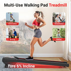 Therun Walking Pad Treadmill With 6% Auto Incline, 2.5 Hp Under Desk Treadmill For Home Office With Remote Control, 300 Lbs Weig