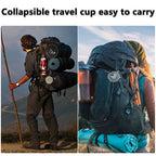 Litoexpe 4 Pack Silicone Collapsible Travel Cup Portable Folding Camping Cup Sets With Lids, Mint Green & Light Gray & Mustard Y