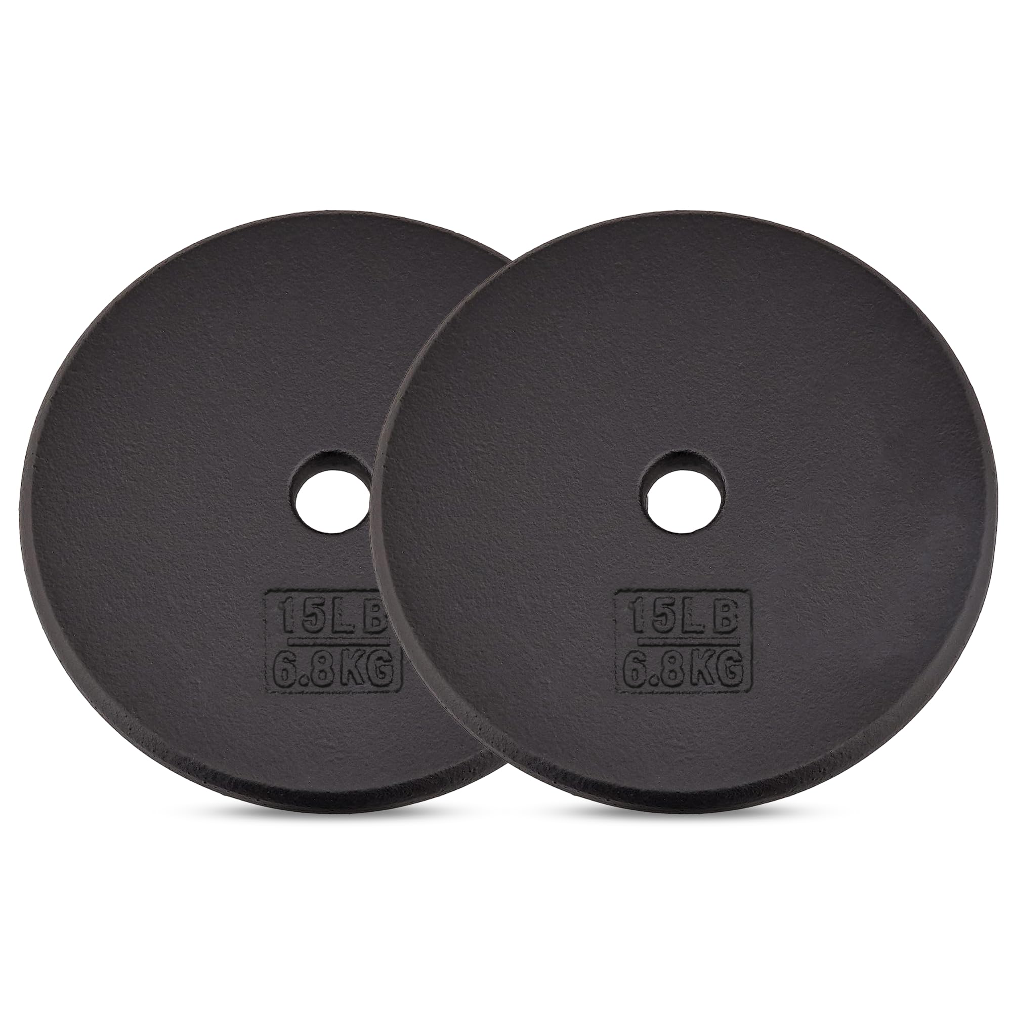 Yes4All Standard 1 Inch Cast Iron Weight Plate - Ideal For Strength Training - 15Lb - Pair