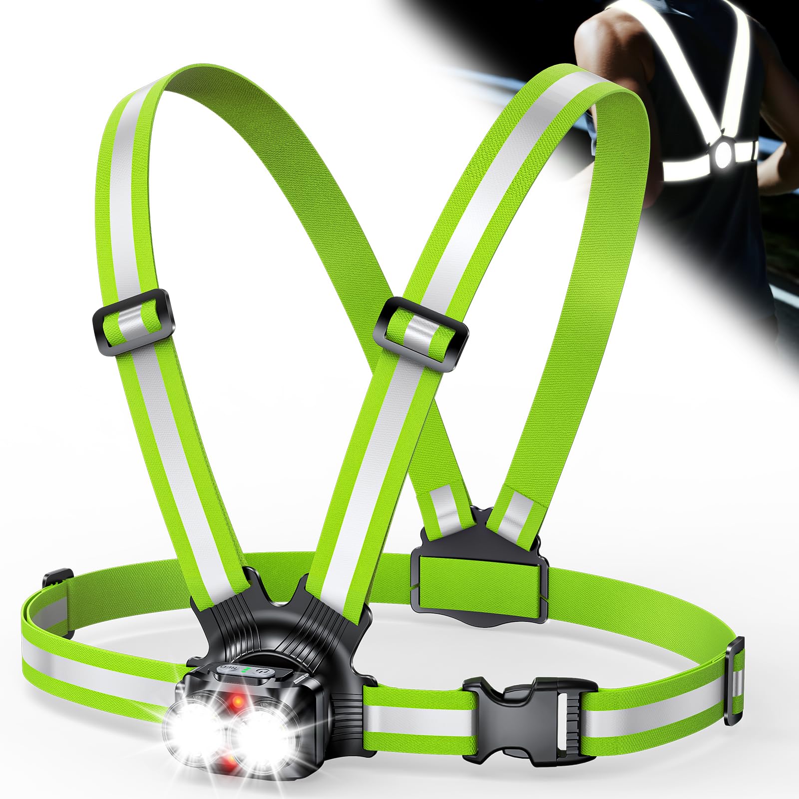 ISEYOU Running Lights for Runners 800LM, 6 Modes Running Light with 45Adjustable Tilt, IPX5 Waterproof Rechargeable Visibility R