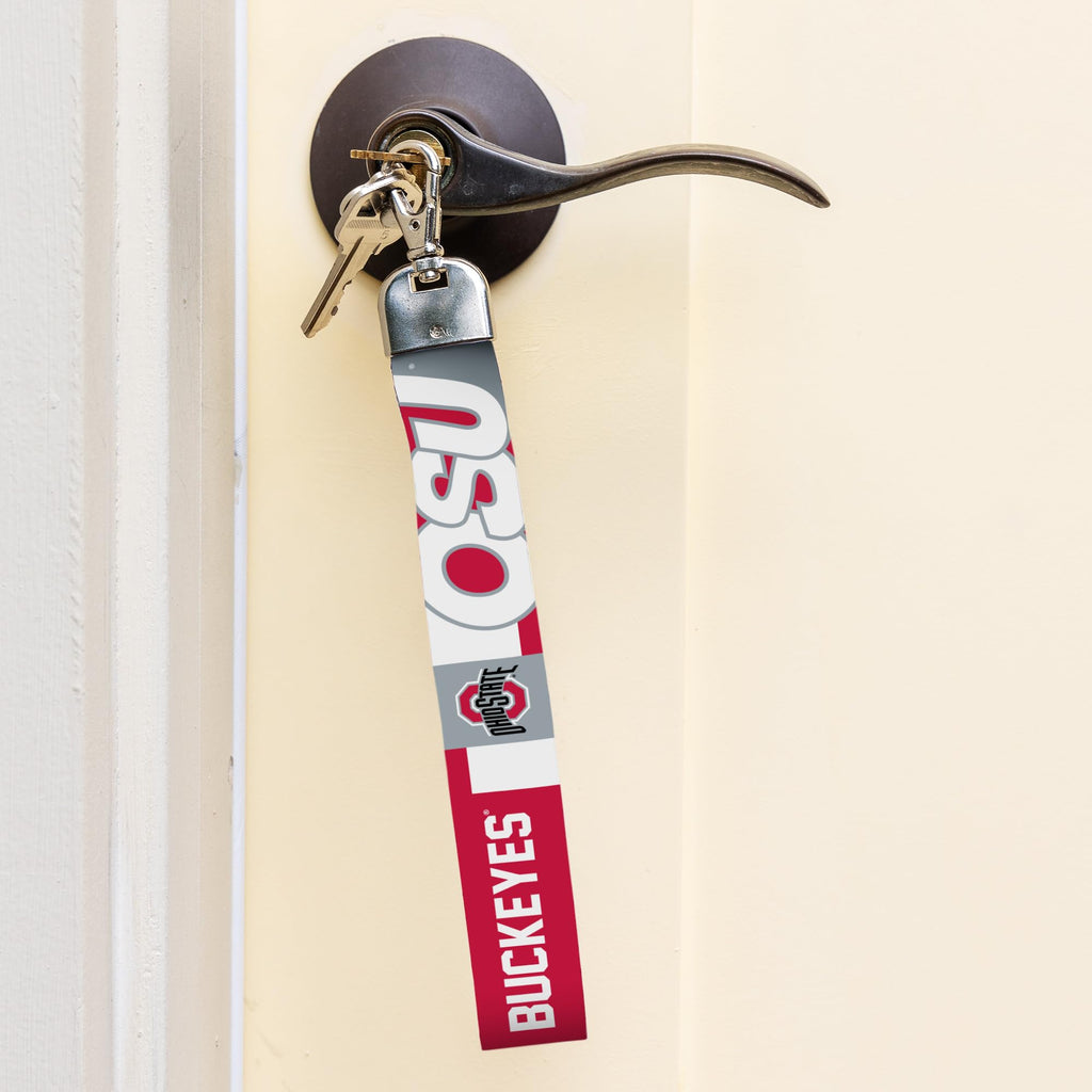 Rico Industries Ncaa Ohio State Buckeyes Wrist Lanyard Key Chain, Cute Wristlet Strap Keychain Holder For Women Men Car Keys Id