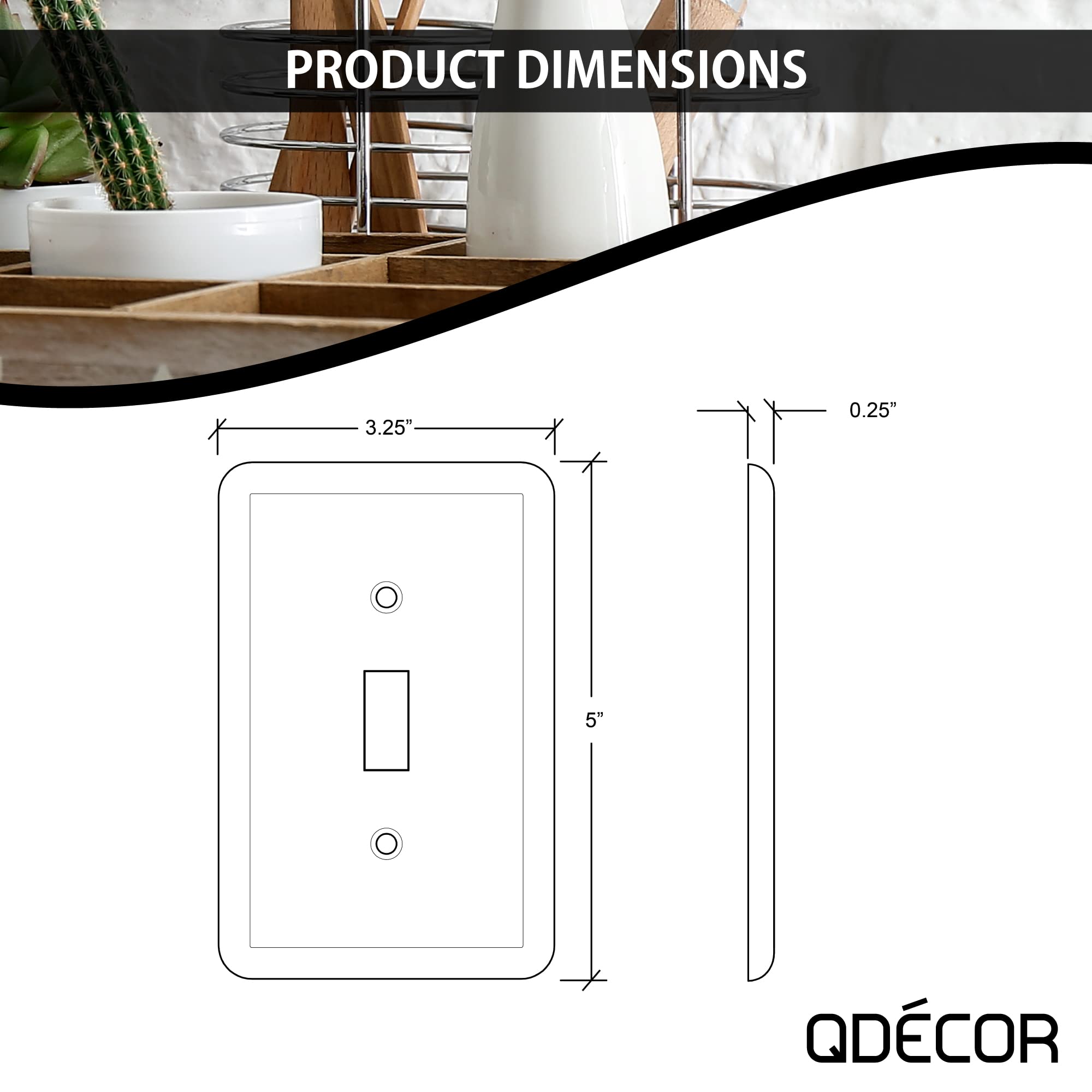 Questech Dacor Single Toggle Light Switch Cover, 1-Gang Electrical Wall Plate, Single Switch Standard Size Receptacle Cover, Dec