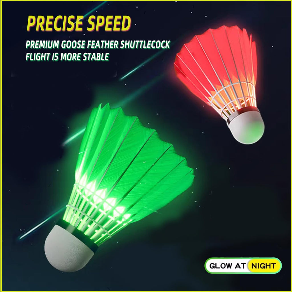 Zhenan Led Badminton Shuttlecocks Dark Night Glow Birdies Lighting For Outdoor & Indoor Sports Activities (Feather_6Pcs)