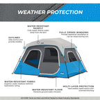 Core 6 Person Instant Cabin Tent With Led Lights  Lighted Pop Up Camping Tent With Easy 60 Second Camp Setup  Portable Large Fam