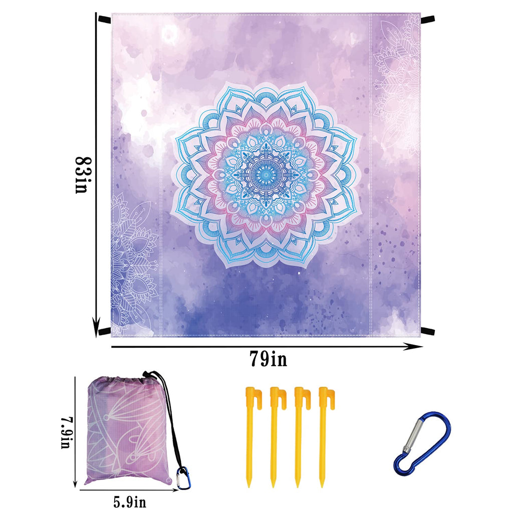 Mxicnc Sandfree Beach Blanket Waterproof Portable Lightweight Picnic Mat Oversized Extra Large 79''83'' Blanket For 4-7 Adults F