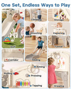 BIERUM Toddler Slide Set, 13 in 1 Kids Indoor Slide for Toddler 1-3, Indoor Outdoor Toddler Slide Playset with Basketball Hoop,
