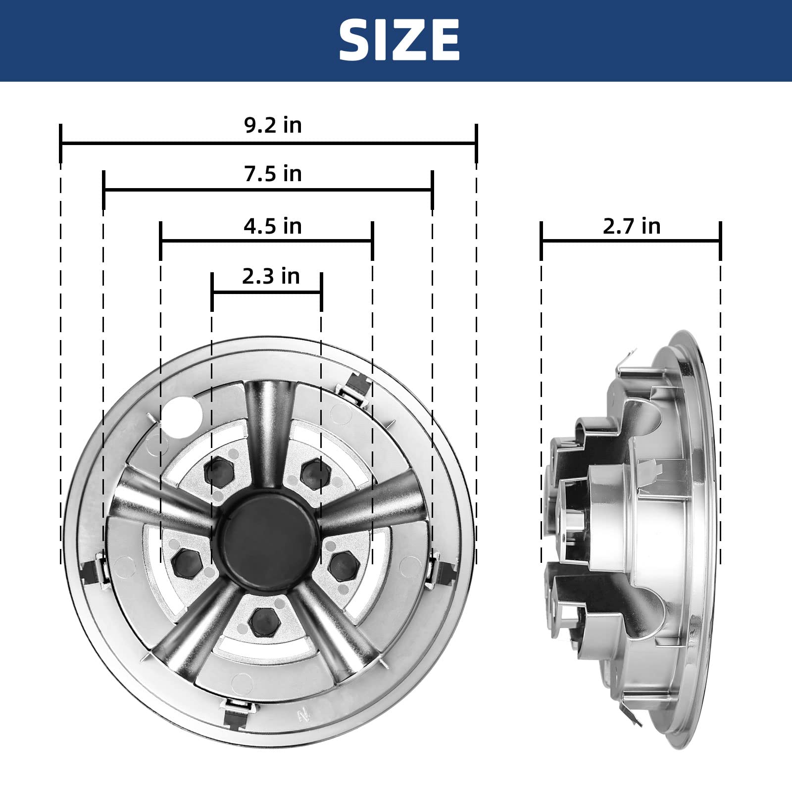 Nokins Golf Cart Hubcaps 8 Inch Set Of 4, Club Car/Ezgo/Yamaha Tires Wheel Covers,Chrome Accessory & Accessories