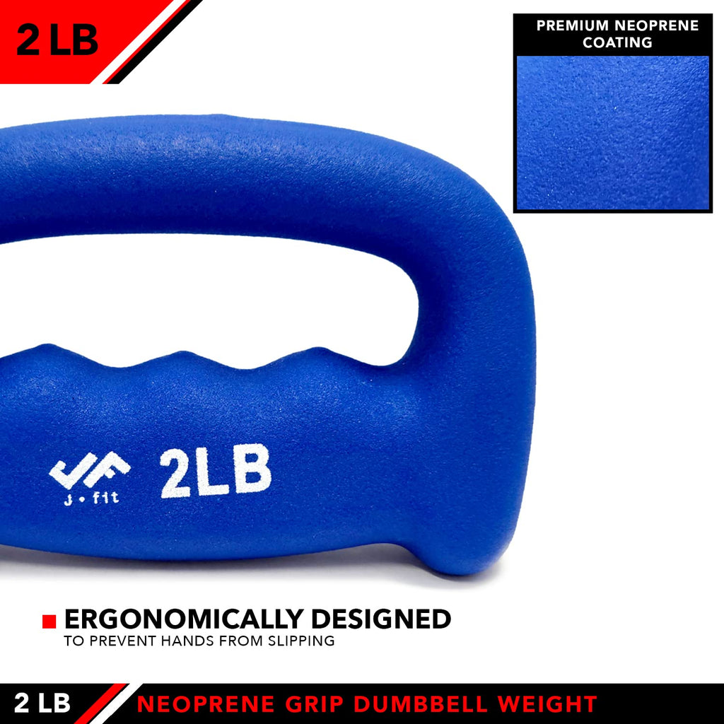 Jfit Neoprene D-Grip Dumbbell Weight, 2Lb, 2 Pound