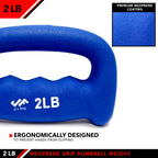 Jfit Neoprene D-Grip Dumbbell Weight, 2Lb, 2 Pound
