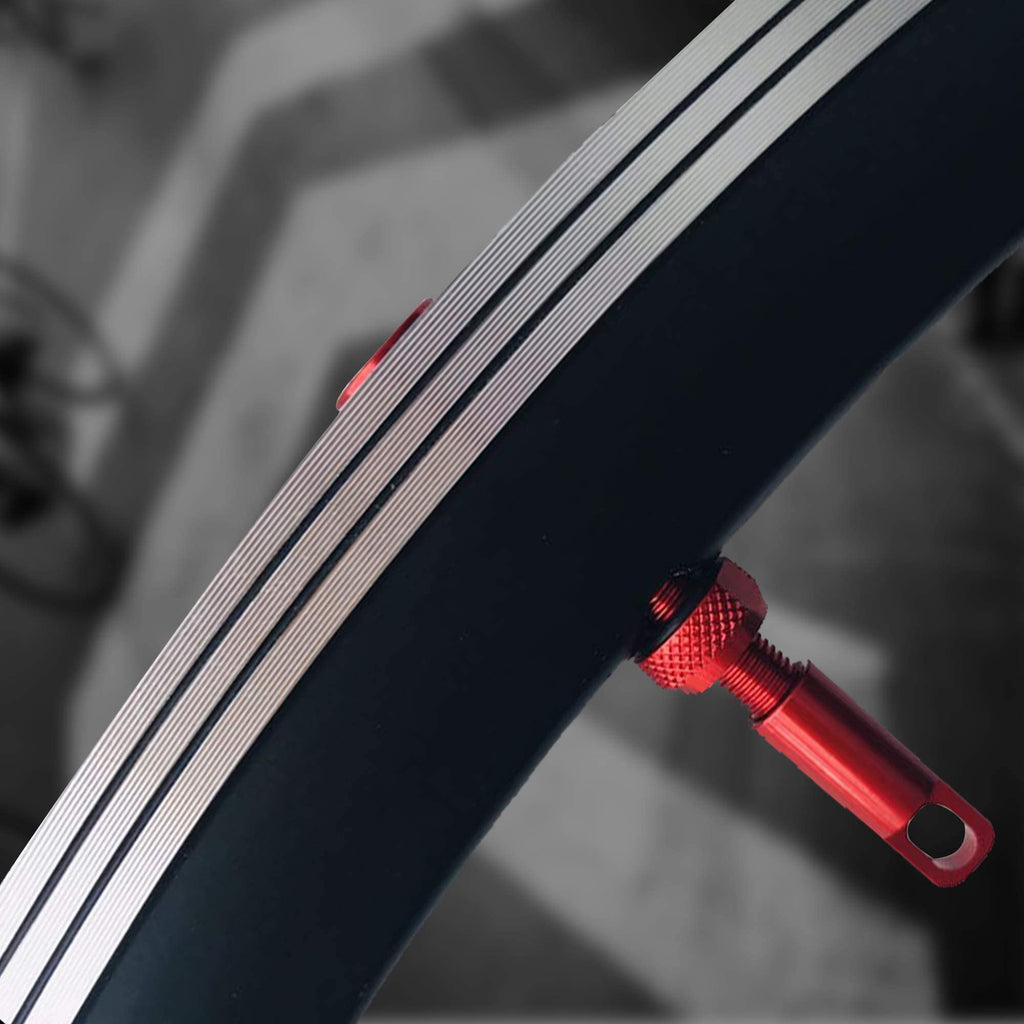 Bwshlf Red Tubeless Presta Valve Stem 40Mm  44Mm, Super Light Alloy Presta Valve Stem Kit With Valve Core Remover Tool And Valve