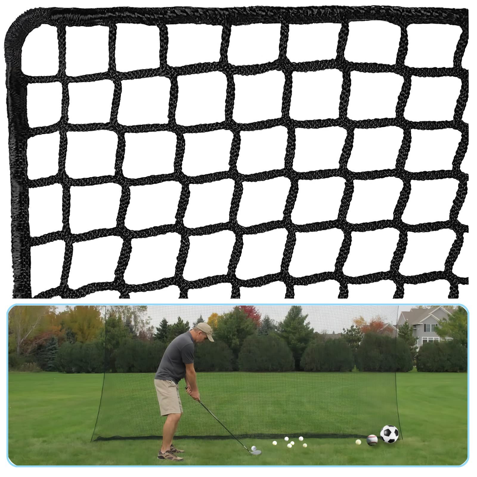 IUZEAI 15x20ft Golf Netting High Impact Golf Practice Net(NET ONLY), Golf Sports Netting Barrier Nets, Heavy Duty Nylon Netting 