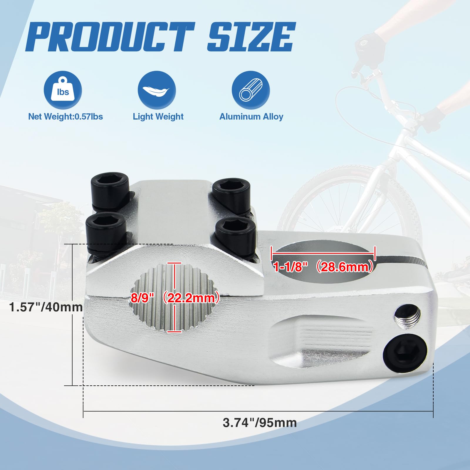 Makelen Bike Stem For Bmx Bike Aluminum Alloy Fixed Gear Bicycle Stem Matte Silver
