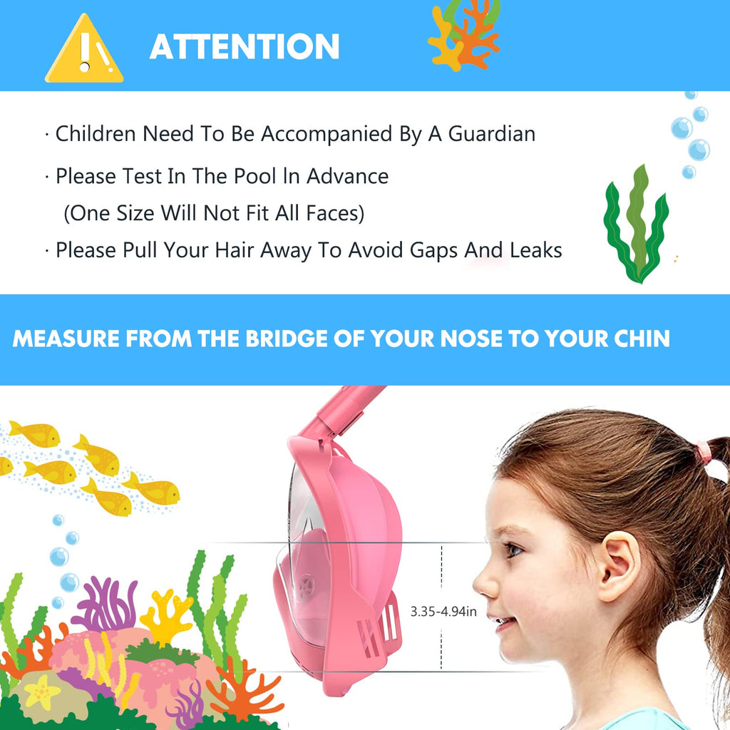 Ezire Kids Snorkel Mask Full Face, Snorkeling Gear For Kids 2-14 With Camera Mount, 180 Degree Panoramic View Snorkeling Set Ant