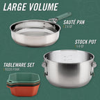 Gerber Gear Compleat Cook Set - Dishwasher-Safe Camping Cookware For Outdoor Cooking - Includes Saute Pan, Stock Pot, 4 Plates,