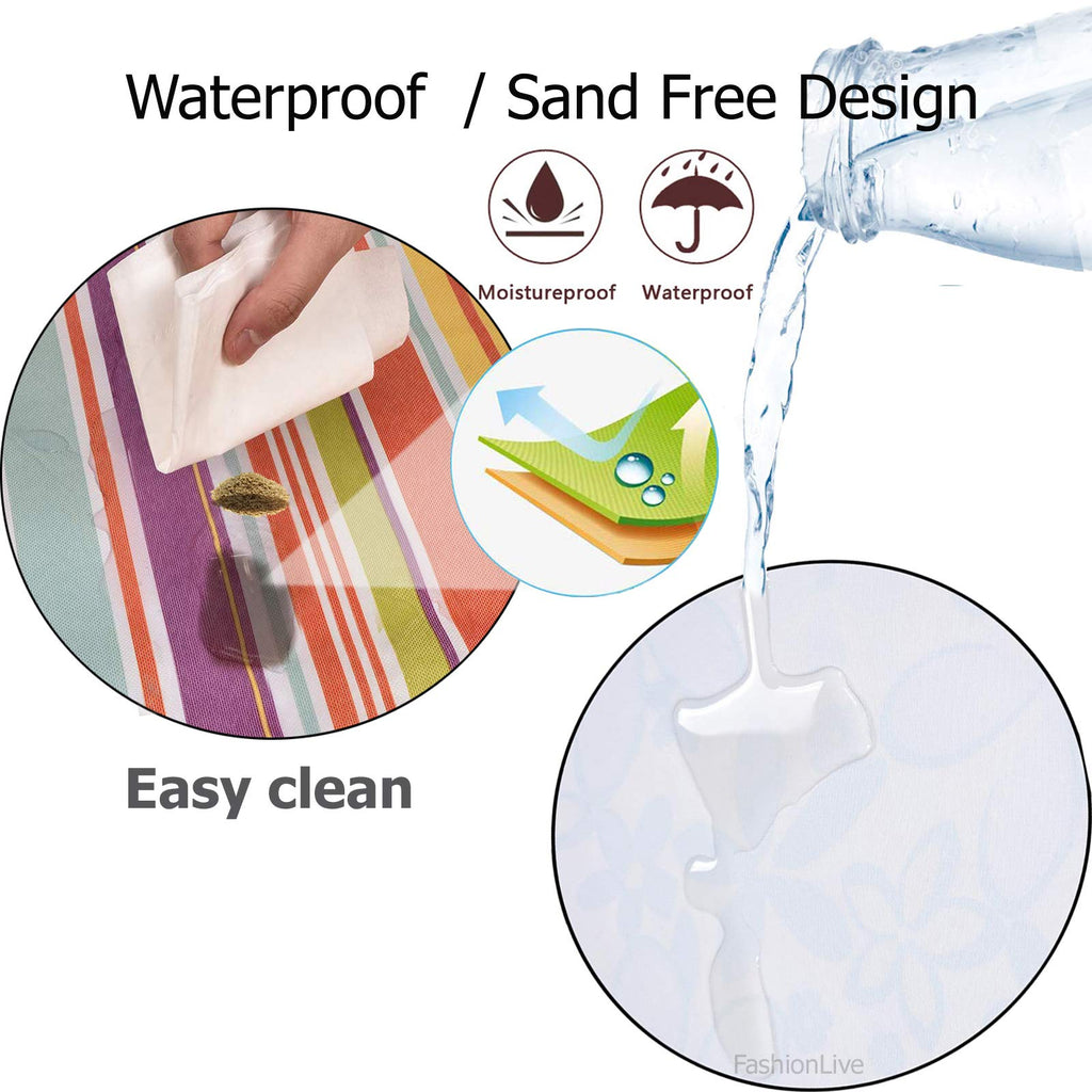 Fashionlive Beach Blanket Extra Large Picnic Blanket Sandproof Waterproof Outdoor Indoor Blanket Lightweight Handy Mat Portable
