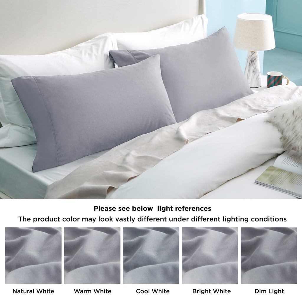 Bedsure Queen Pillowcases Set Of 2 - Silver Grey Pillow Cases Queen Size 2 Pack 20 X 30 Inches, Brushed Microfiber, Pillow Case