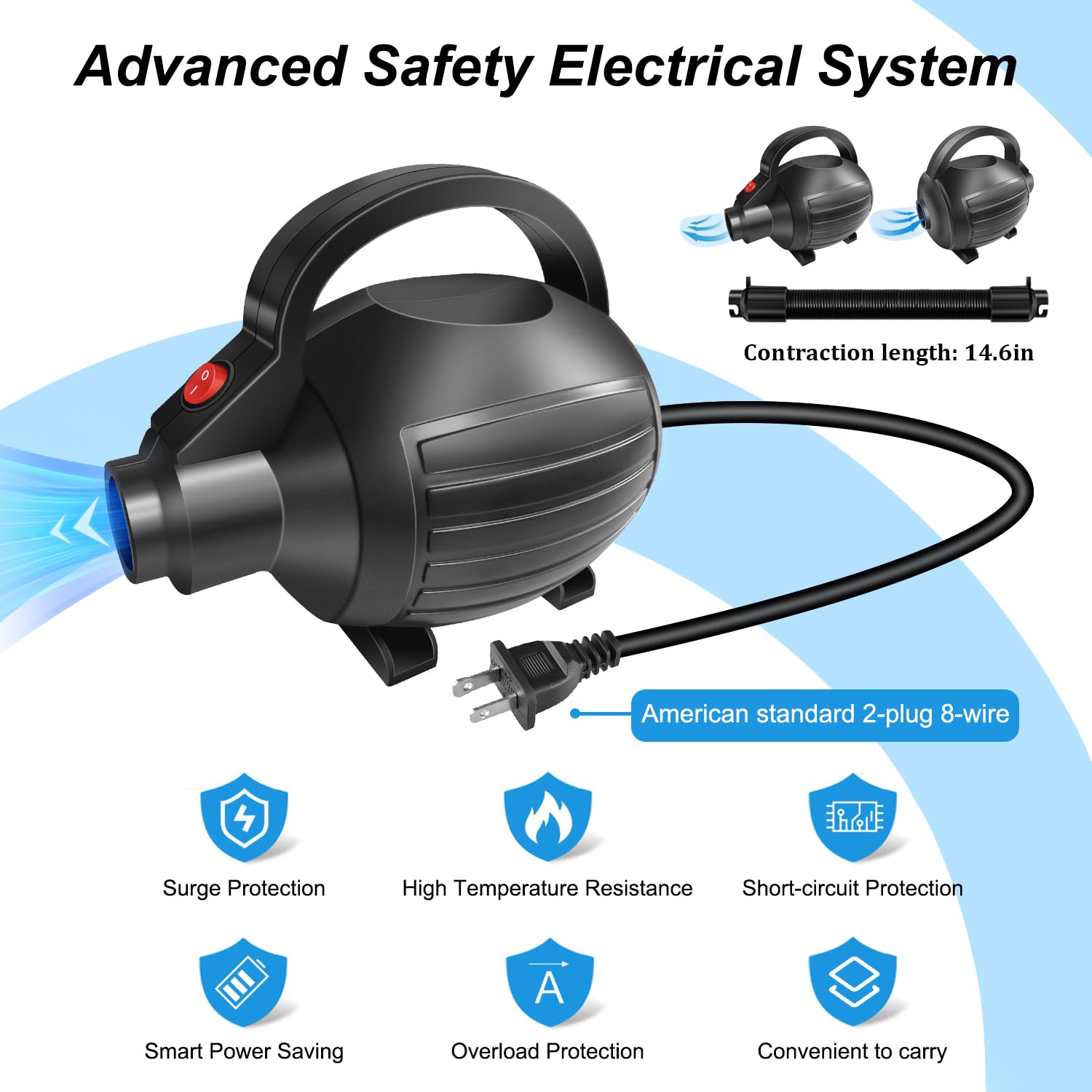 Awsum Electric Air Pump For Inflatable Tumbling Mat Gymnastics Flooring Tumbling Taekwondo Exercise Gym Fitness 110-120V