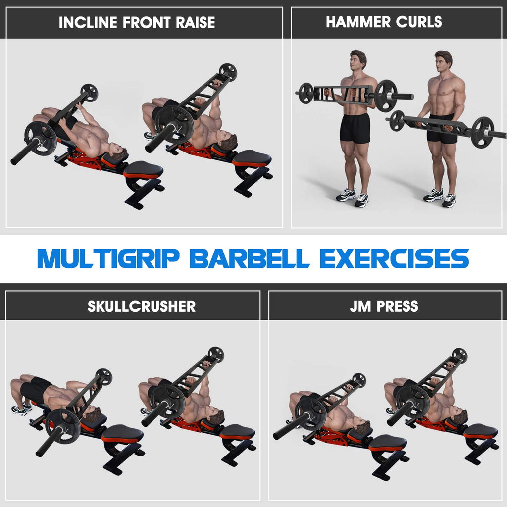 Yes4All Multi Grip Barbell - Swiss Bar, American Bar With 2 Collars, Fits Olympic Weight Plates - Commercial And Home Gym & Supp