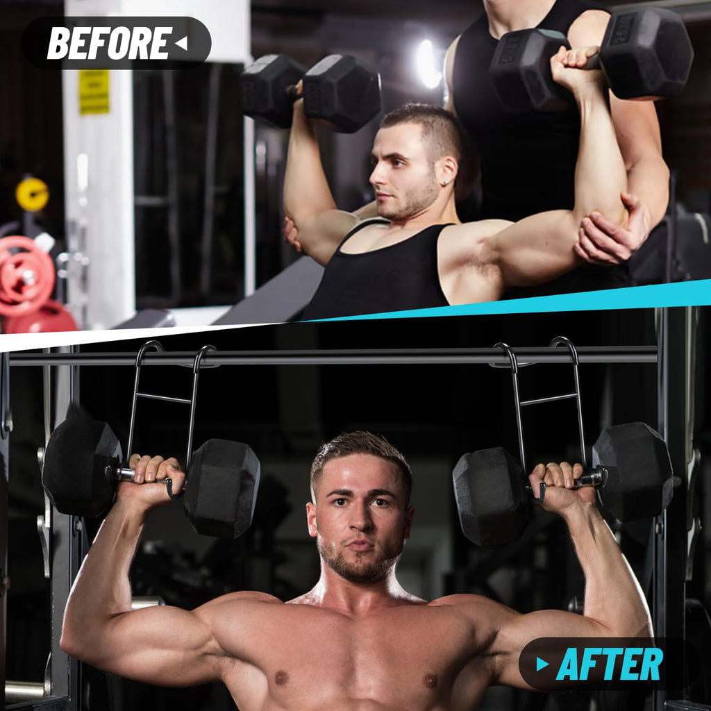Dumbbell Spotter Hooks - 225Lb Weight Capacity Power Rack Attachments, Safety Hangers Assistant For Heavy Duty Shoulder Press &