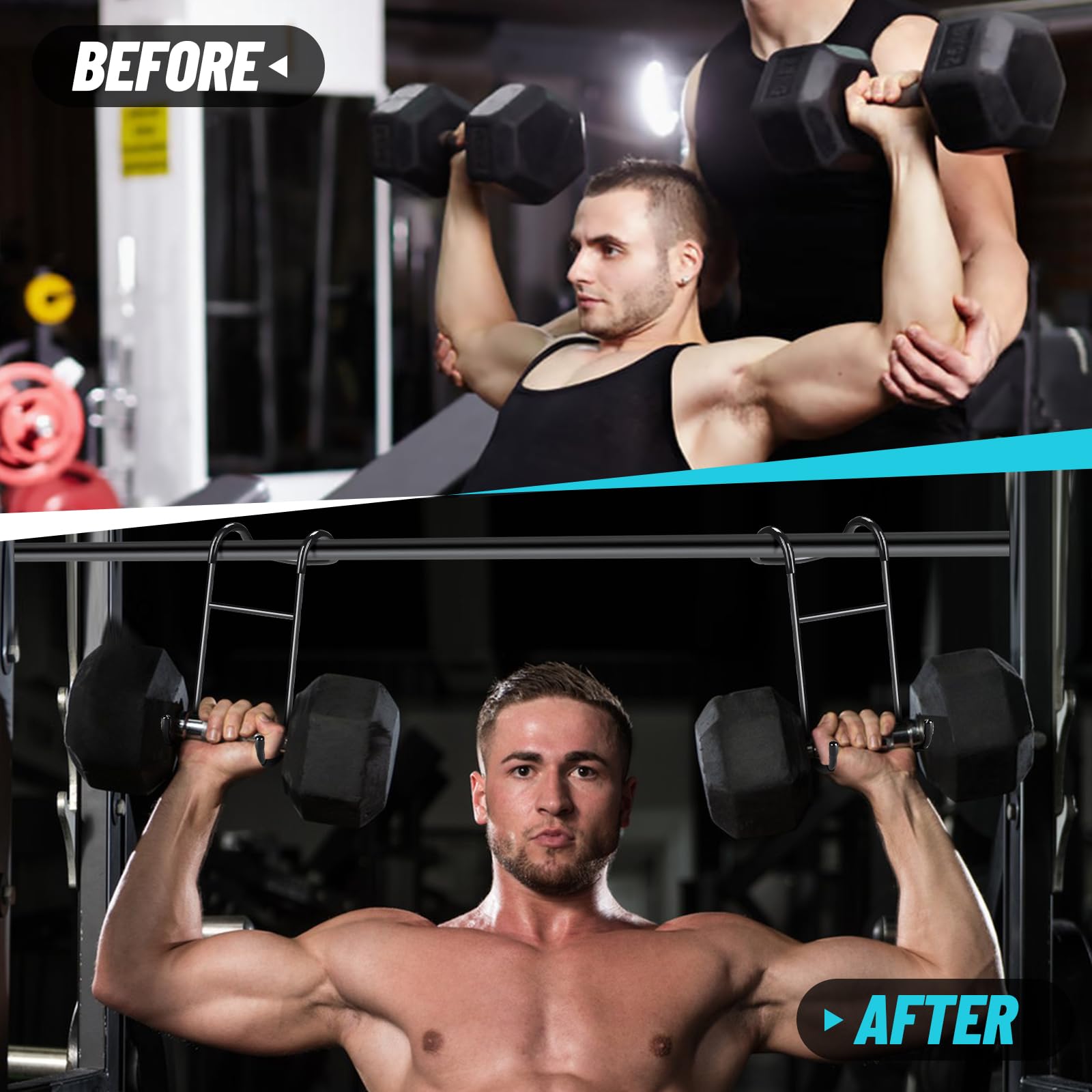Dumbbell Spotter Hooks - 225Lb Weight Capacity Power Rack Attachments, Safety Hangers Assistant For Heavy Duty Shoulder Press &