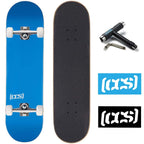 [Ccs] Logo Skateboard Complete Blue 7.50'' - Maple Wood - Professional Grade - Fully Assembled With Skate Tool And Stickers - Ad