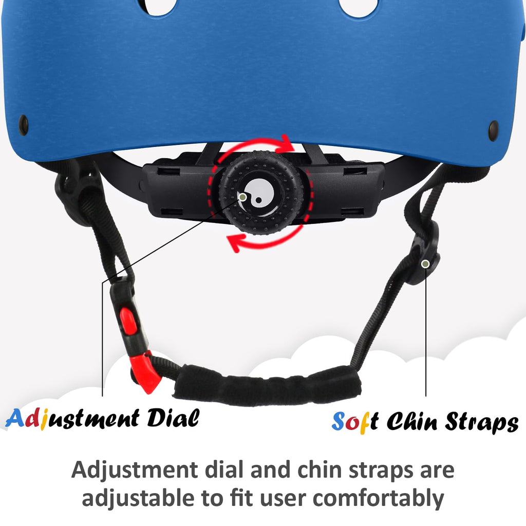 Kids Bike Helmet, Adjustable And Multi-Sport, From Toddler To Youth, 3 Sizes (Blue)