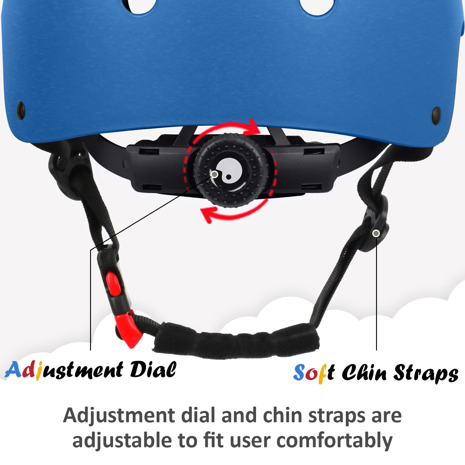Kids Bike Helmet, Adjustable And Multi-Sport, From Toddler To Youth, 3 Sizes (Blue)