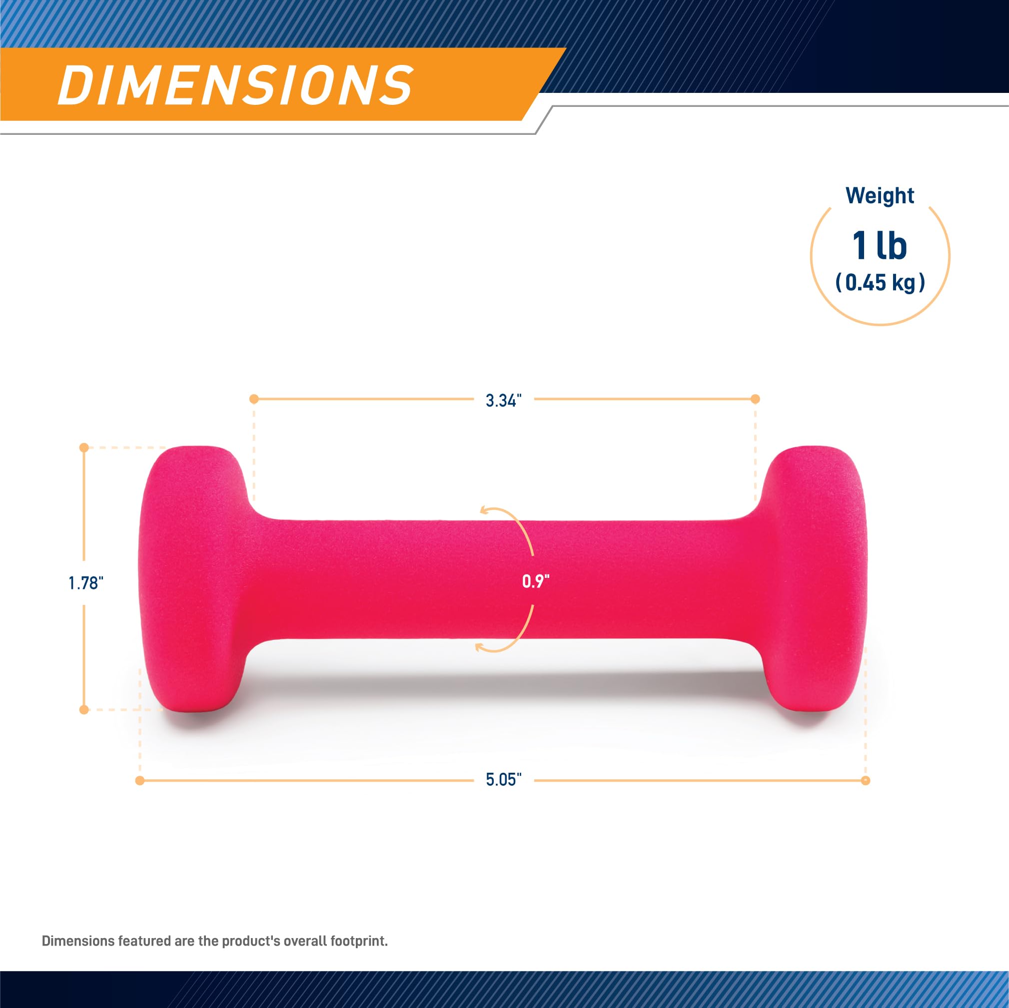 Marcy Neoprene Dumbbell, Single Piece, 1-Lb, Fuchsia