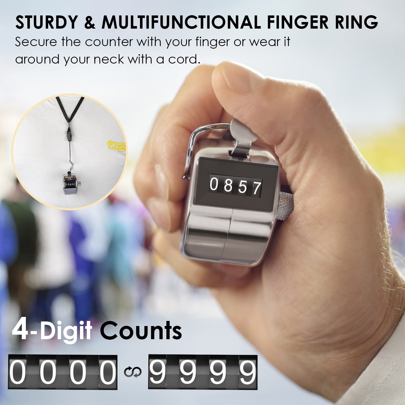 Ktrio Metal Handheld Tally Counter 4-Digit Number Count Clicker Counter, Hand Mechanical Counters Clickers Pitch Counter For Coa