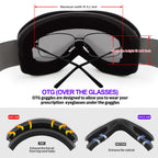 Supertrip Snow Ski Goggles Anti-Fog 100% Uv Protection Snowboard Skiing Goggles (Black Frame/Gray Lens (Vlt 10%))