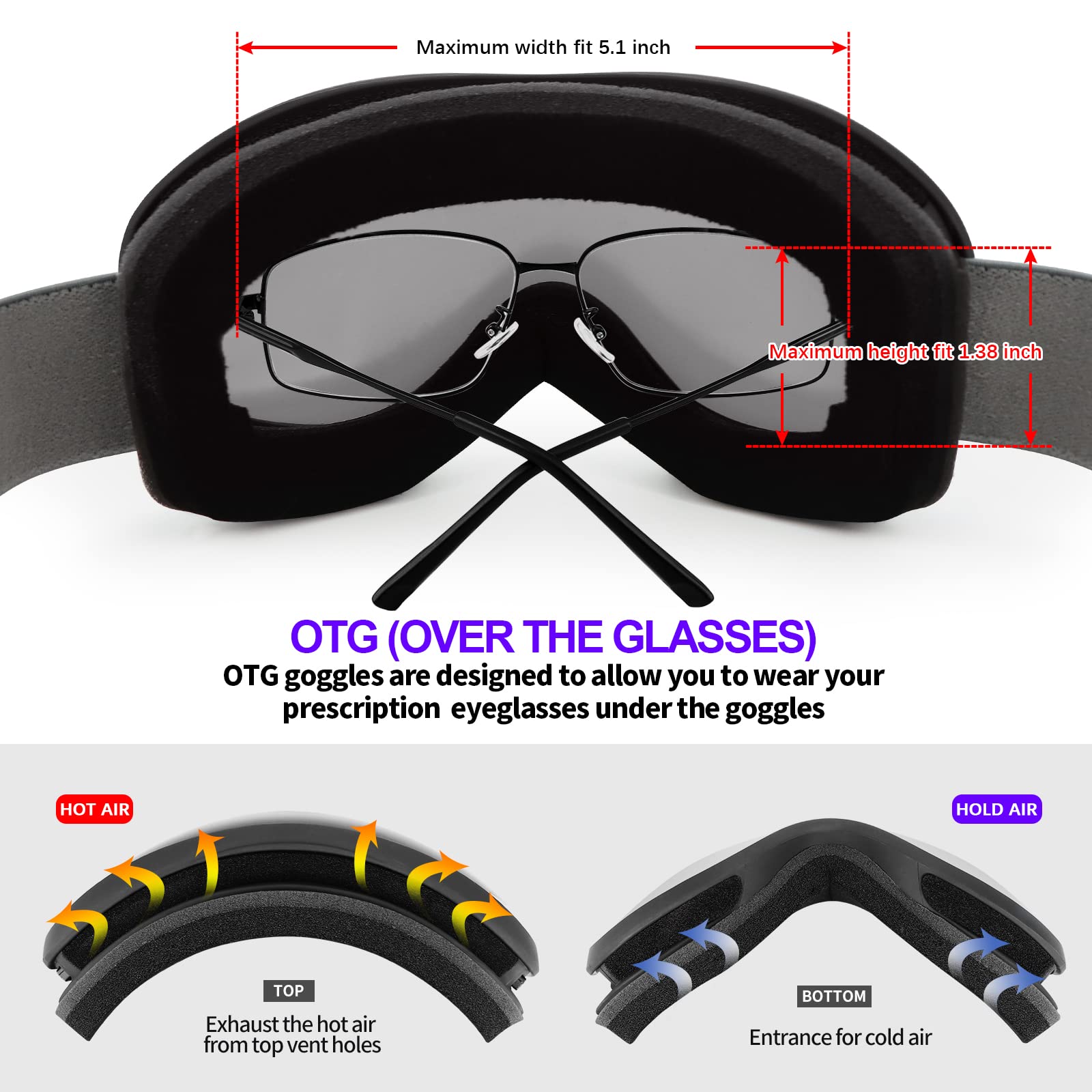 Supertrip Snow Ski Goggles Anti-Fog 100% Uv Protection Snowboard Skiing Goggles (Black Frame/Gray Lens (Vlt 10%))