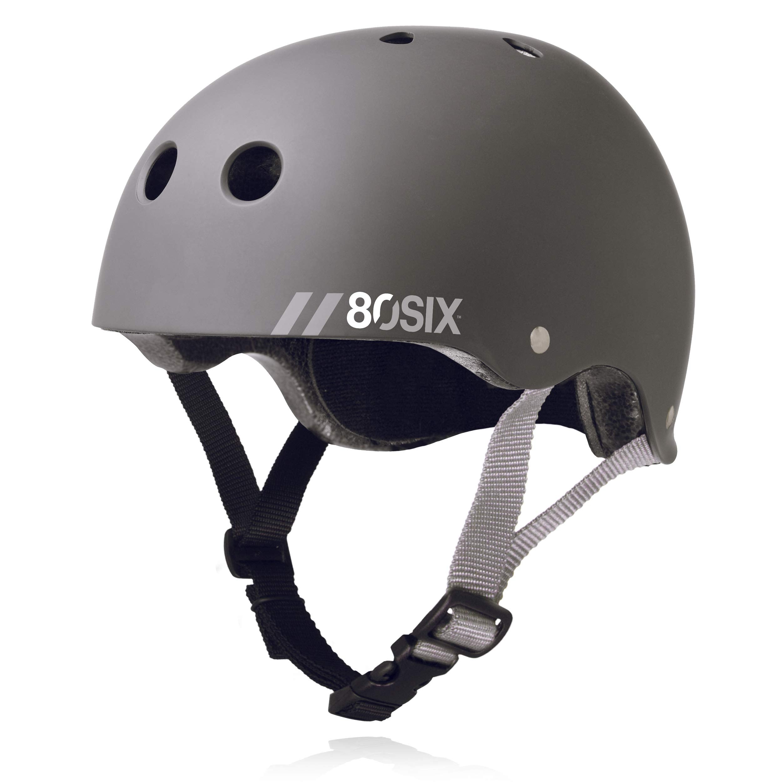 80Six Dual Certified Kids Bike, Scooter, And Skateboard Helmet, Grey Matte, Junior - Ages 5+