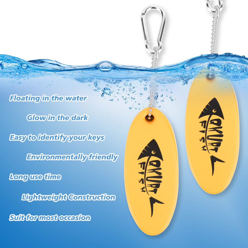 Qkurt 2 Pack Floating Keychain, Glow In The Dark Foam Floating Key Chain Lightweight Key Float Water Sport Accessories For Surfi