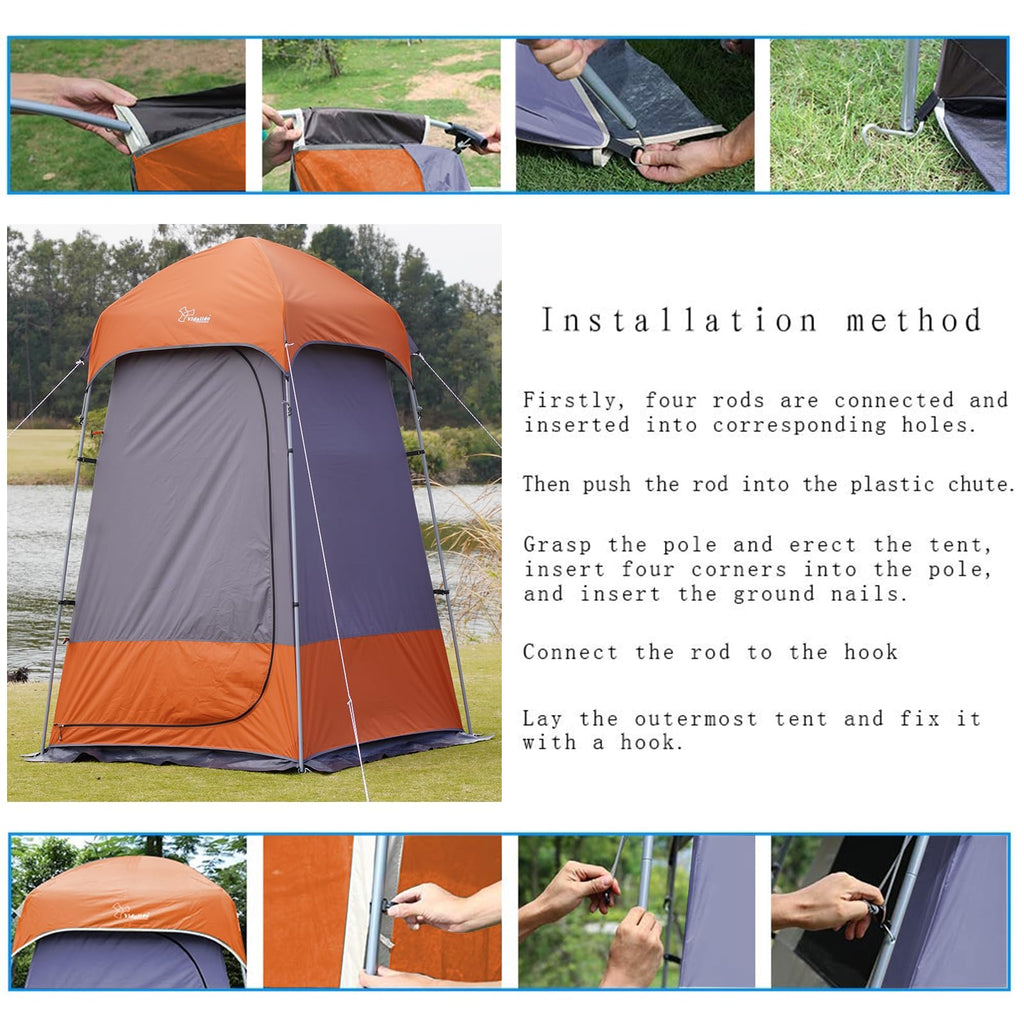 Outdoor Shower Tent Changing Room Privacy Portable Camping Shelters (Gray Orange)