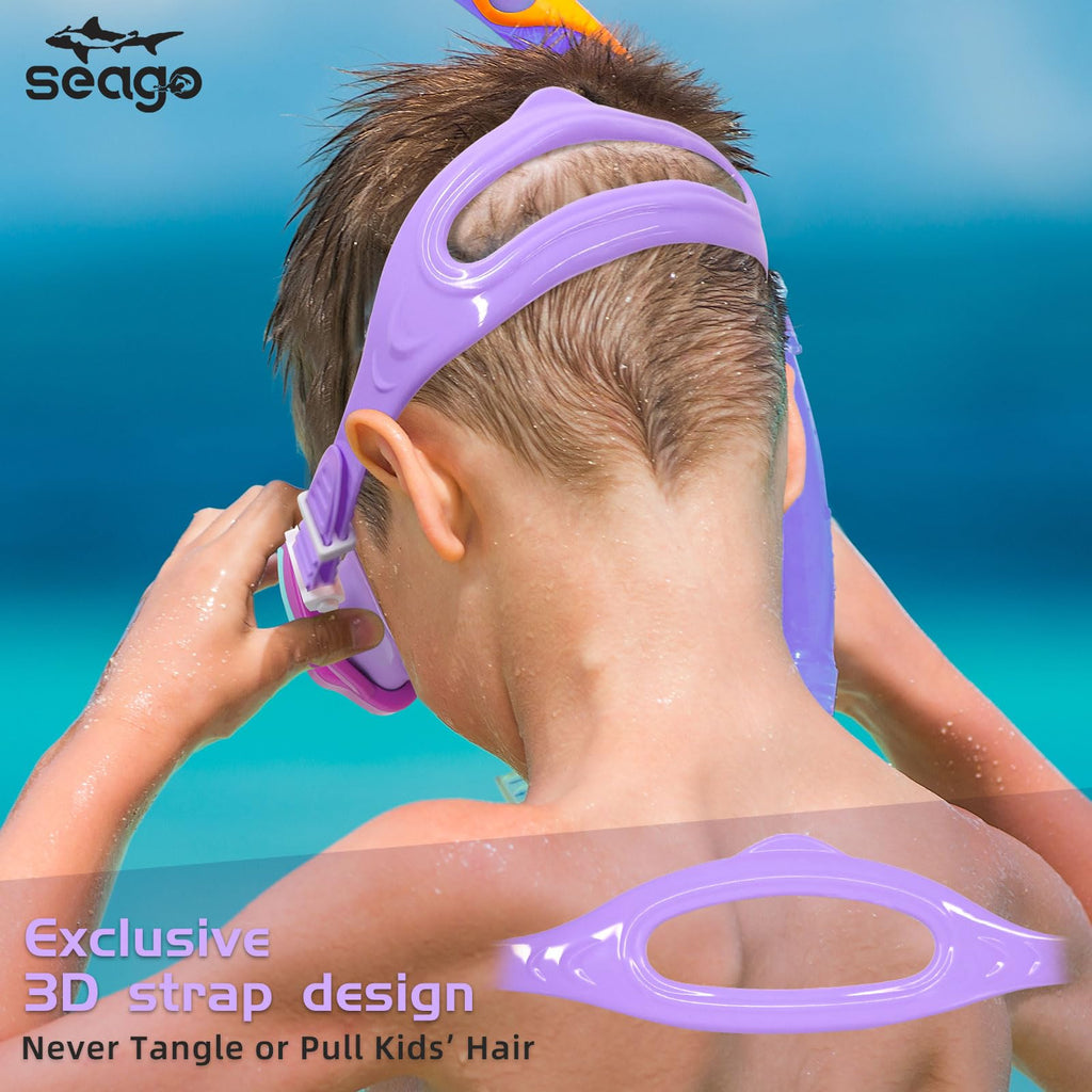 Seago Kids Swim Goggles for Kids 6-14 8-12 8-14 4-7, Swimming Goggles for Girls Boys Youth Anti-Fog 180 Clear Wide Vision No Lea
