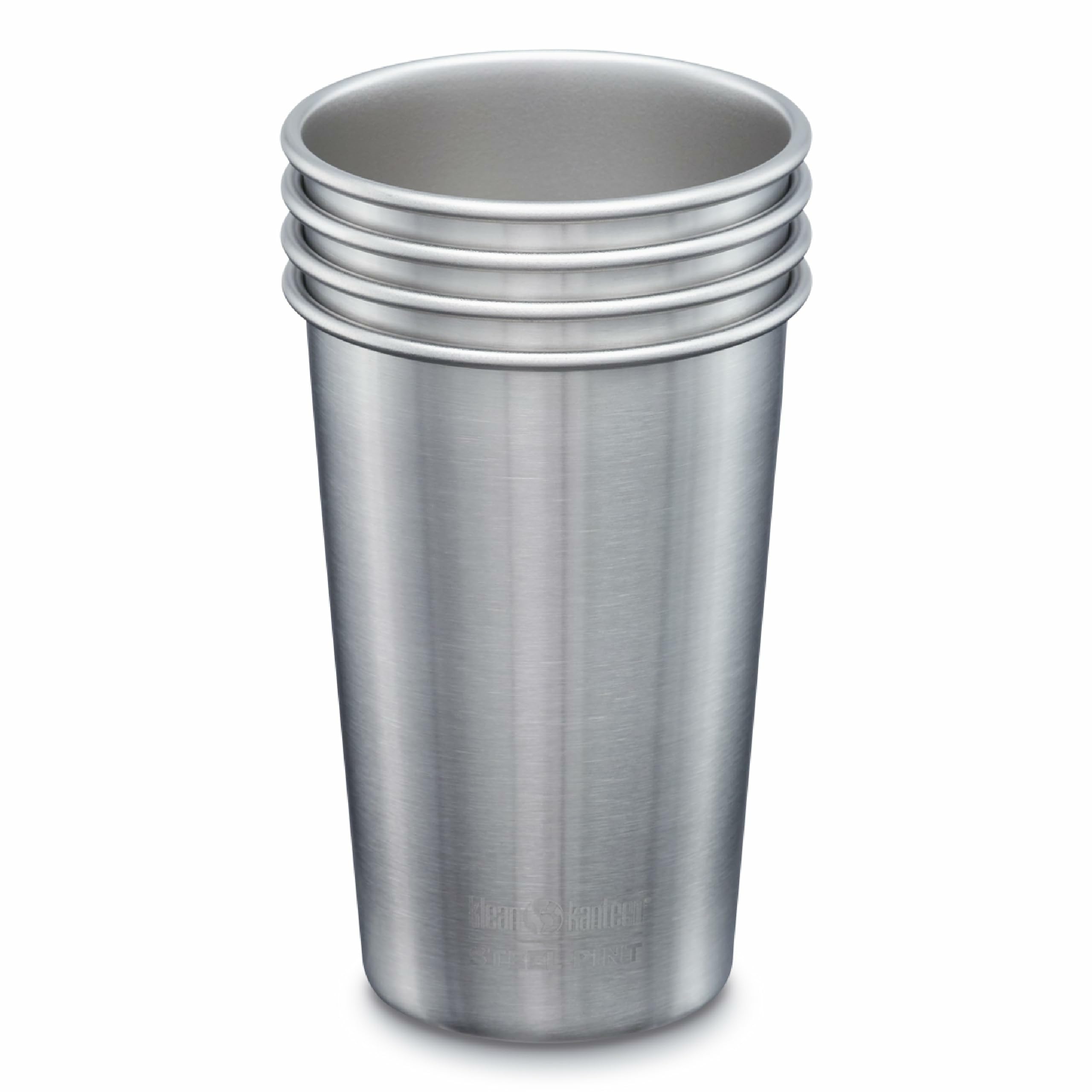 Klean Kanteen Single Wall Stainless Steel Cups, Pint Glasses 4 Pack in 16oz