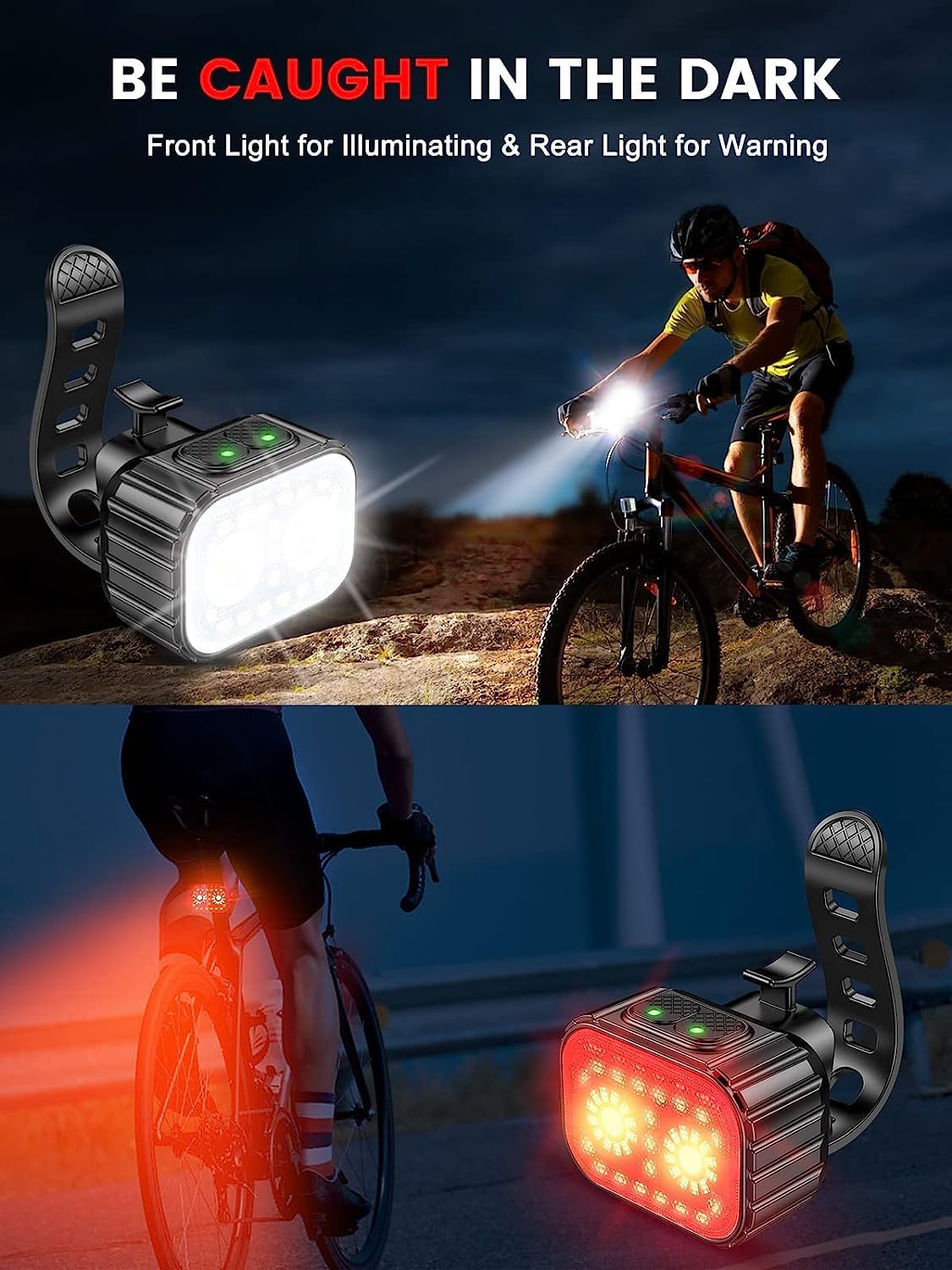 Cuvccn Bike Lights, Rechargeable Bicycle Lights Set Super Bright 8+12 Modes, IPX6 Waterproof Bike Lights for Night Riding/Cyclin