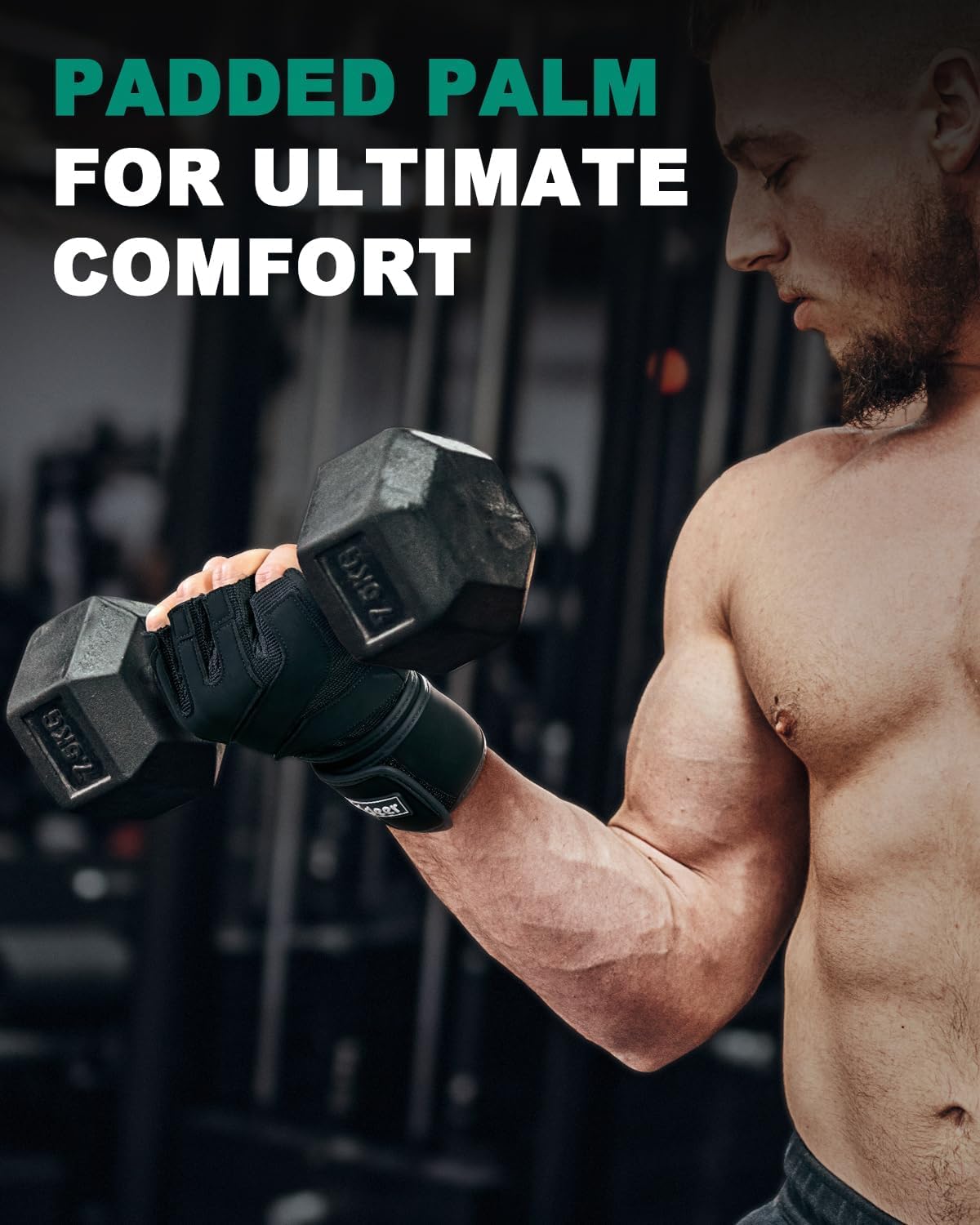Trideer Padded Workout Gloves For Men - Gym Weight Lifting Gloves With Wrist Wrap Support, Full Palm Protection & Extra Grips Fo