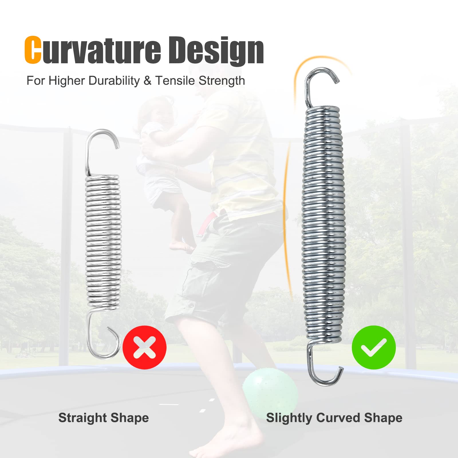 Giantex 7 Heavy-Duty Galvanized Trampoline Springs, Steel Wire Spring Replacement Kit, High Tensile Durable Trampoline Parts, Ea