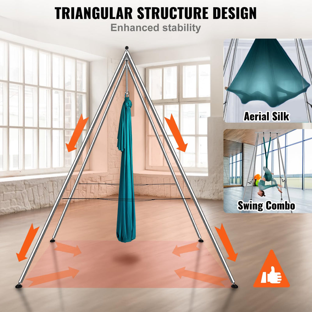 Vevor Yoga Swing Stand & Hammock, 9.67 Ft Tall, Professional Aerial Yoga Setup With 6.6 Yards Swing, Supports Up To 551.15 Lbs,