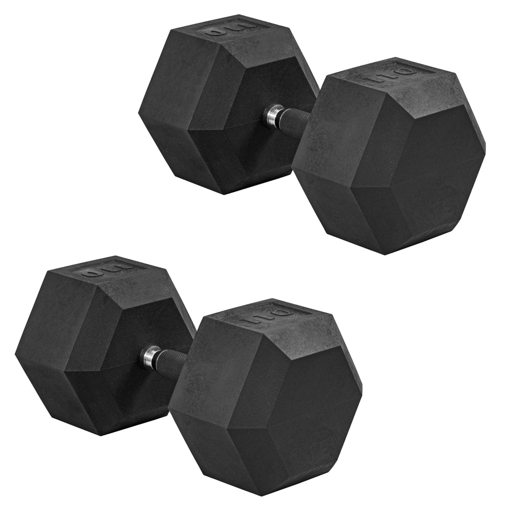 CAP Barbell 110 LB Rubber Coated Hex Dumbbell Hand Weight with Padded Grip - Pair | Comfort Grip