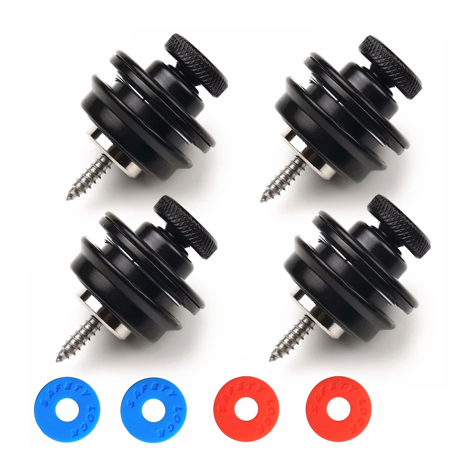 Miwayer Guitar Strap Locks Flat Round Head Heavy Duty Metal Button Security Straplock, Dual Design Strap Retainer System 4Pcs Wi
