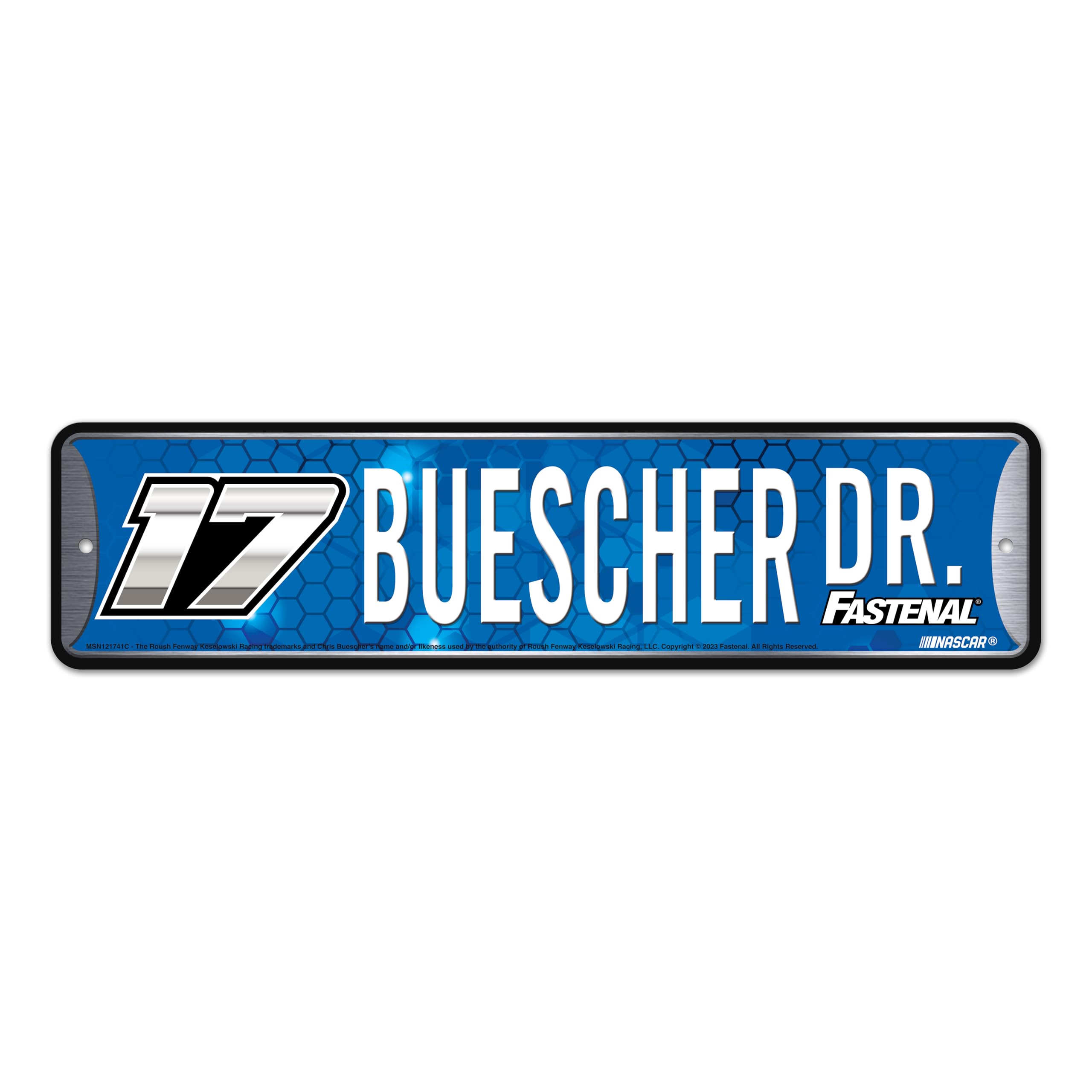 Rico Industries NASCAR Racing Chris Buescher Metal Street Sign 4 x 15 Home D  cor - Bedroom - Office - Man Cave