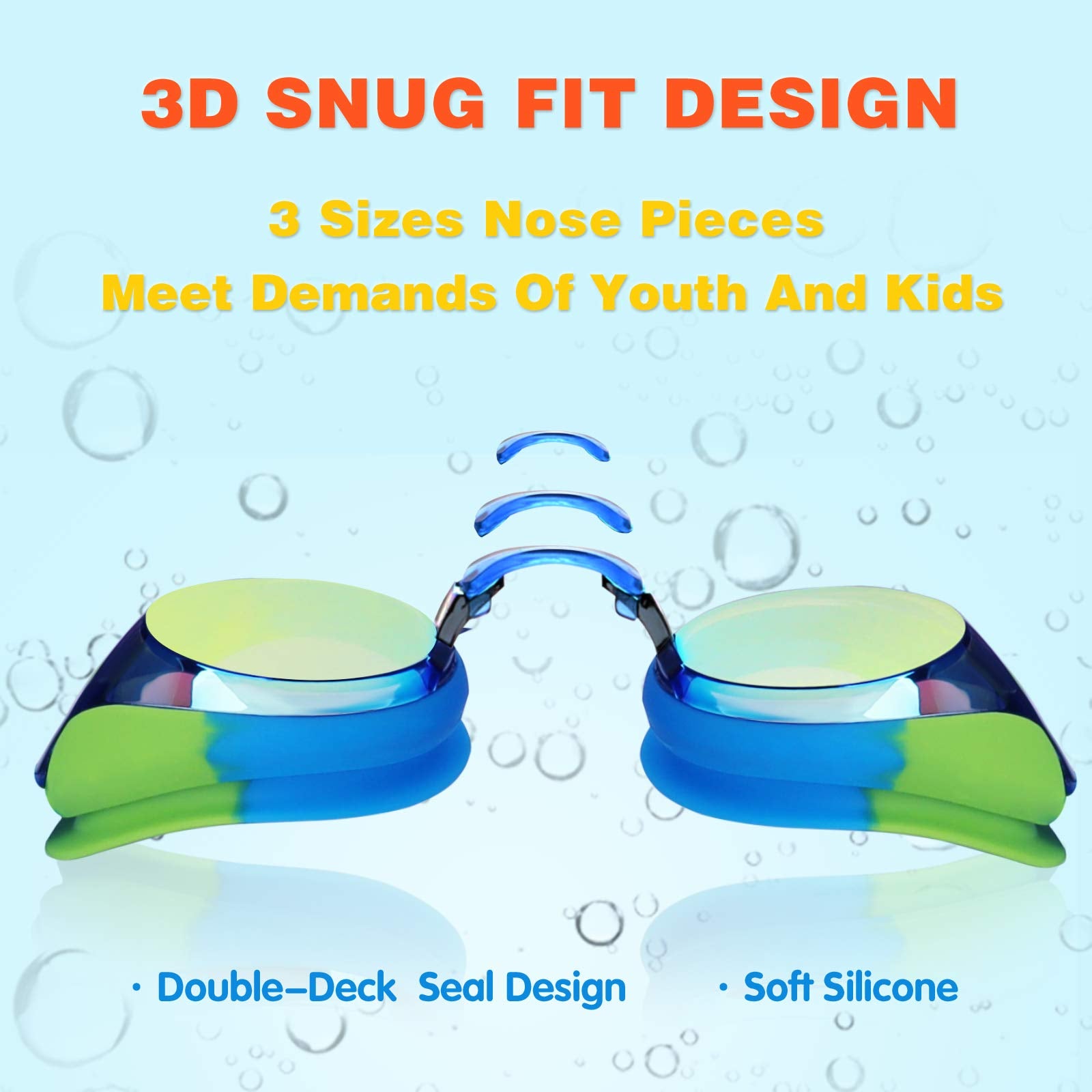 Keary 2 Pack Kids Swim Goggles Swimming Goggles For Toddler Children Girls Boys Youth, Anti-Fog Waterproof Uv Protection No Glar