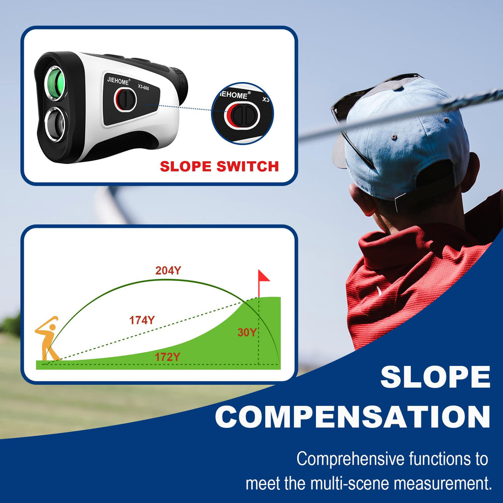 Golf Rangefinder Jiehome X3 660Yds Rangefinder With Slope Switch For Tournament Legal, Rechargeable Laser Range Finders With Mag